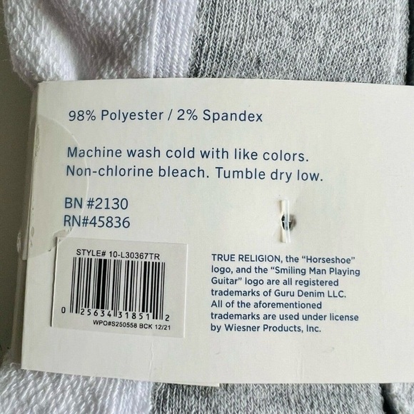 True Religion Women's 10 Pairs Half Cushion Low Cut Grey/White Socks Size 9-11 - Picture 6 of 6